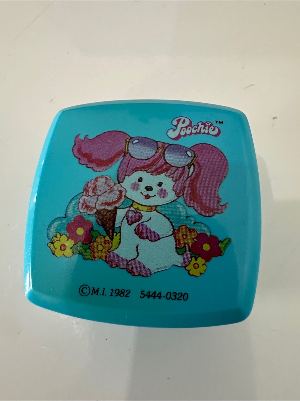 Poochie Vintage Blue Trinket Box with Pink Character